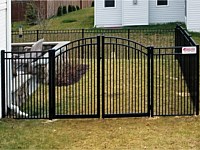 <b>54'' Black 3-Rail Alumi-Guard Ascot Royale Style Fencing with Standard Post Caps with double arched gate with aqua latch</b>